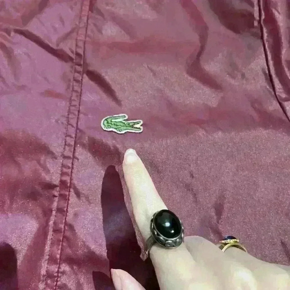 Vintage 70s IZOD Lacoste Lightweight Maroon Rain Jacket Hoodie Mens Size Large - Picture 7 of 9